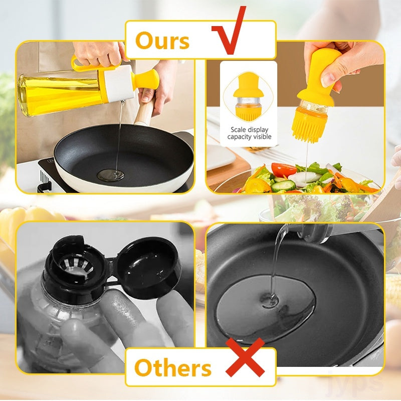 2 In 1 Oil Dispenser With Silicon Brush Bottle