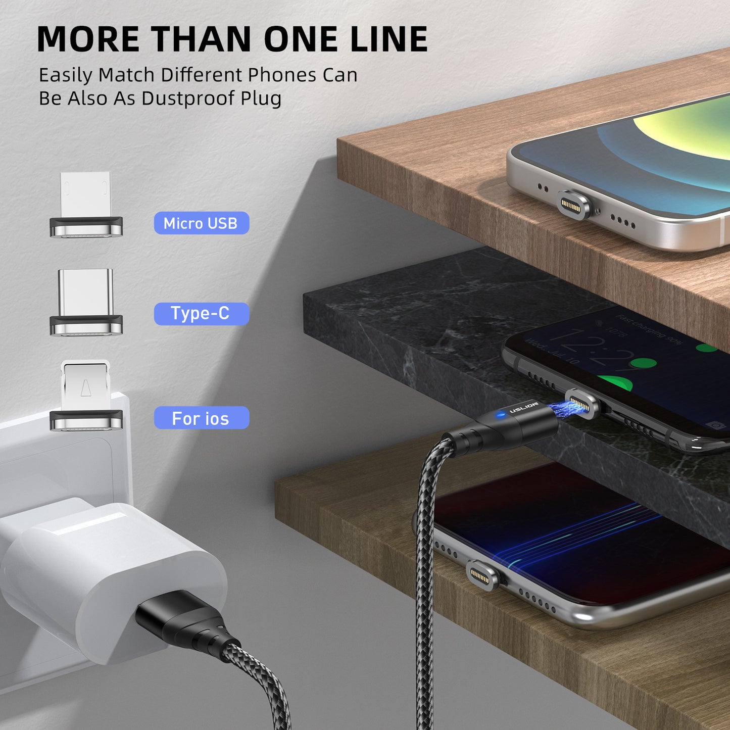 Magnetic Charging Cable 3 In 1 Type-C