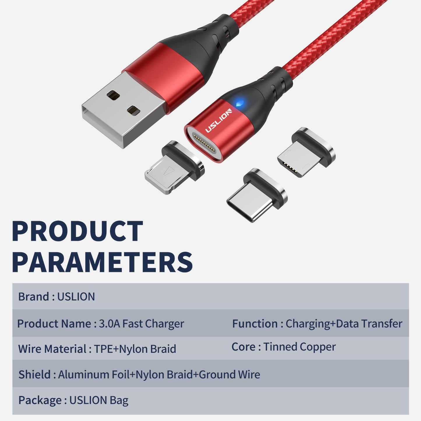 Magnetic Charging Cable 3 In 1 Type-C